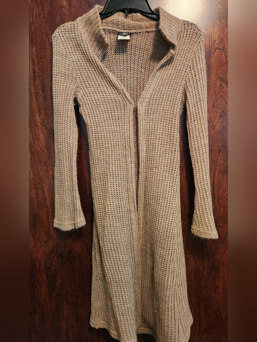 Long sleeve waffle knit cardigan